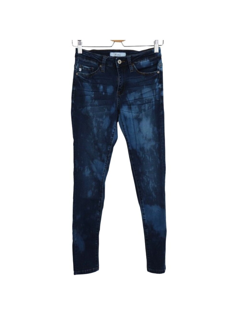 KanCan Womens 3/25 Mid Rise Super Skinny Bleached Denim Jeans Dark Blue KC7085GH